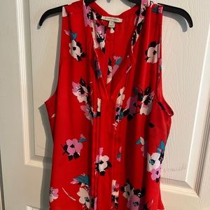 Plus Blouse Red w/ Flowers
